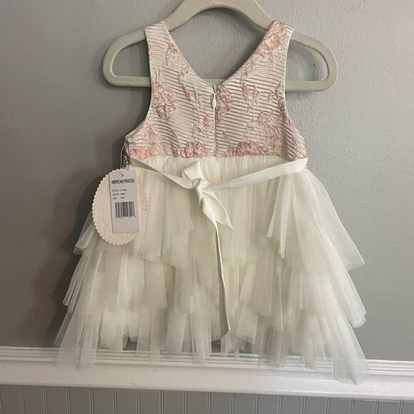 NWT American Princess White Pink Floral Tulle Baby Toddler Dress Size 24 Months - Picture 6 of 9